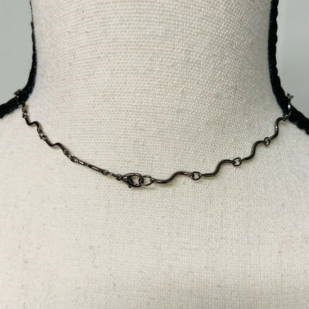 Vintage bundle (2) Girls necklaces circa 90s. Silver/gunmetal/rhinestones